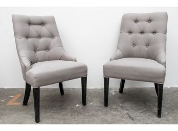 (19) Pair Of Gray Tufted Accent Chairs