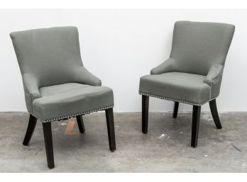 (35) Pair Of Deep Olive Safavieh Slope-arm Chairs