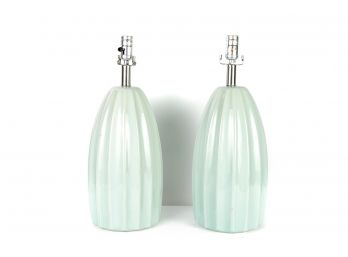 (109) Pair Of Sea Foam Green Ceramic Table Lamps