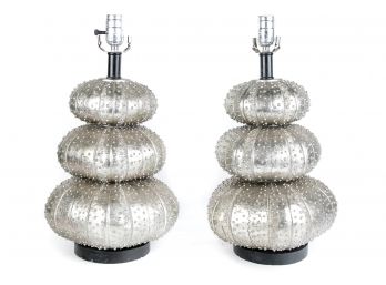 (22) Pair Of  Platinum Gourd Table Lamps