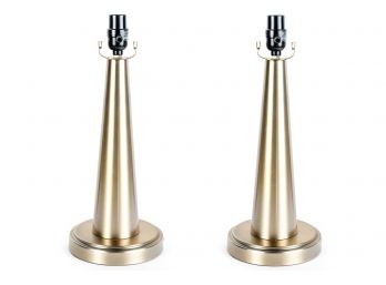 (20) Pair Of Brushed Gold Table Lamps