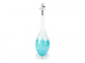 (80) Turquoise And White Glass Vase Form Table Lamp