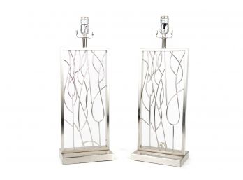 (104) Pair Of Metal Wire Table Lamps