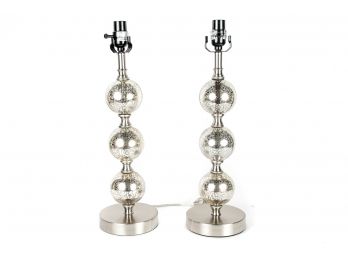 (105) Pair Of Mercury Glass Ball Table Lamps