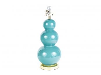 (33) Turquoise Glass Gourd Shaped Table Lamp From Safavieh