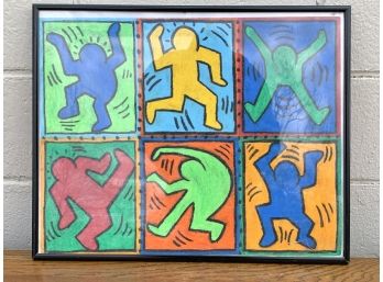 Colorful Abstract Painting Homage To Keith Haring