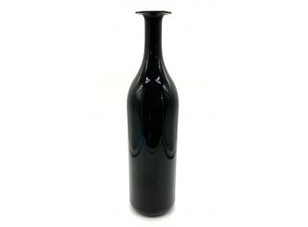 Stunning Mid Century Black Glass Bottle Vase