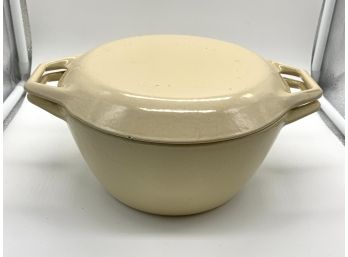 Mid Century Cast Iron Tan Enamel - Dutch Oven Pot With Lid By Copco From Denmark - D2