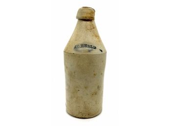 Mid 1800s Blue Marked -  MC Heald - Salt Glazed Beer Container From Lynn Ma