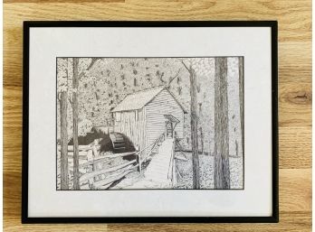 Limited Edition Print Titled Water Power - Water Runs The Old Mill Signed Illegibly