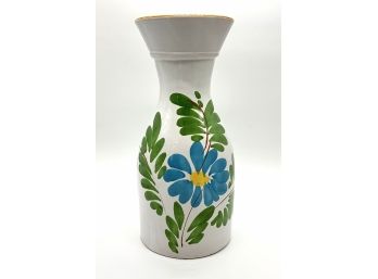 Vintage Italian Floral Hand Painted Glazed Ceramic Vase