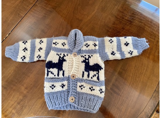 Adorable Hand Knit Childs Sweater By C. West (Canada)