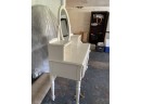 White Ethan Allen Vanity With Oval Mirror