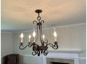 Wrought Iron Scroll Chandelier With Six Lights