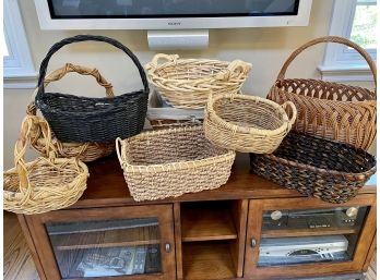 Nine Varied Sized Woven Basket Collection