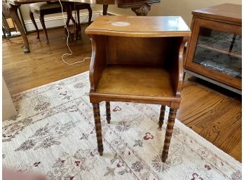 Vintage Wood Telephone Table With Turned Legs