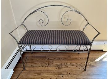 Metal Scroll Frame Bench With Upholstered Seat