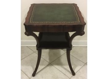 Antique Green Leather Top Table