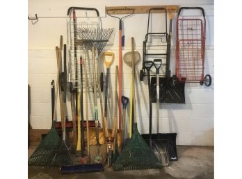 Lot Of 24 Garden Tools & Roller Baskets