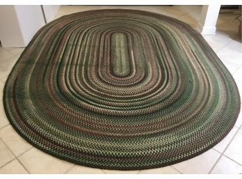 Vintage Large Colorful Oval Braided Rug