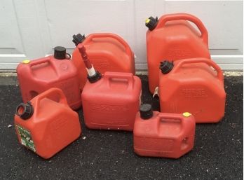 Lot Of 7 Gas Red Plastic Cans