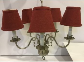 Vintage Brushed Silver Chandelier W Red Shades