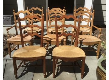 Harvest Maple 8 Ladder-back Rush Cane Chairs