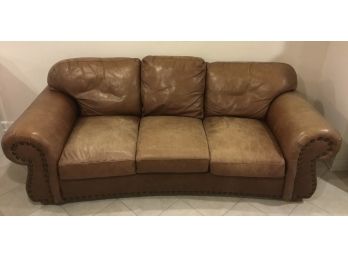 Camel, Chestnut Distressed Worn Look Leather Sofa