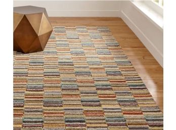 Crate & Barrel BIX Multi Striped Wool Area Carpet 6' X 9'