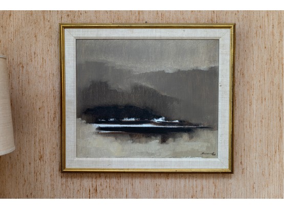 Signed & Dated Contemporary Landscape Painting On Canvas In Gilt Wood Frame- CT Artist