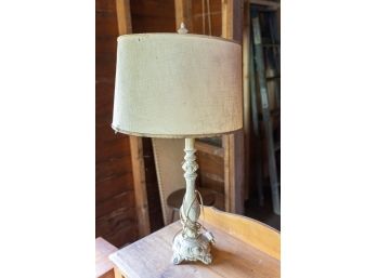 Vintage Rococo Style Painted Metal Table Lamp