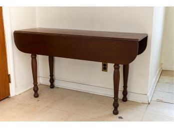 Vintage Narrow Drop Leaf Console Table W Turned Legs