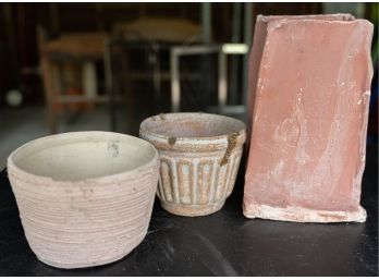 Vintage Studio Ceramic Pottery Planters And Slab Construction Vase