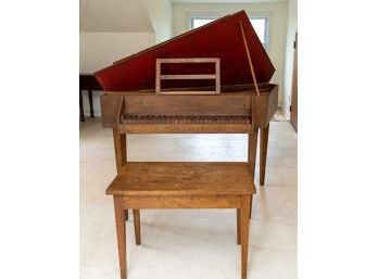 Hand Made Full Action Harpsichord W Wooden Keys And Bench