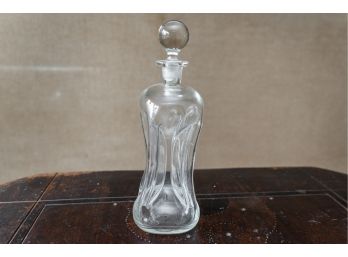Vintage Clear Blown Glass Pinched Hourglass Kluk Kluk Decanter