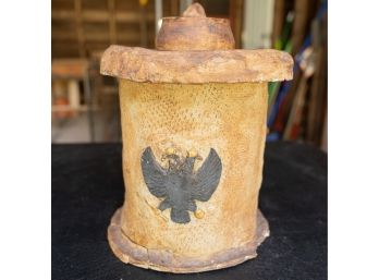 Lidded Studio Pottery Ceramic Vessel W Double Headed Eagle