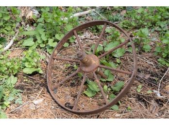 Antique Metal Wheel Found Art Sculpture