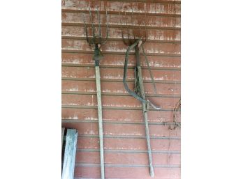 Vintage Hay Forks And Saw