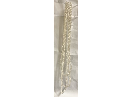 Clear White Seed Bead Multi Strand Necklace