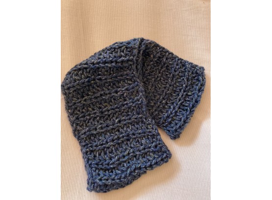 Blue Grey Neck Warmer Hand Knitted And Ready To Go