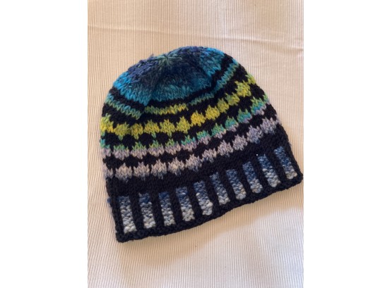 The Colors Go Oh So Nice  Blues Greens And Grays Hand Knitted Hat