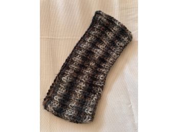 Hand Knitted Neck Warmer With Grey White And Black Design