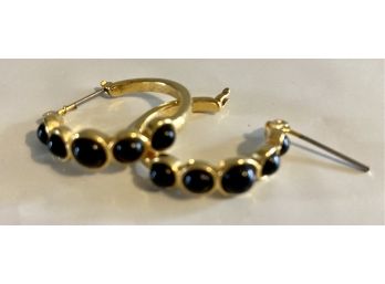 Vintage Hoop Earrings With Black(?) Tones Set In Gold(?)