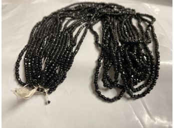 Multi Strand Black Seed Bead Necklace