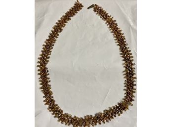 Vintage Beaded Choker With Tricolored Golden Seed Beads
