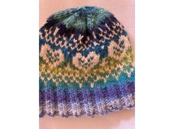 Oh So Many Nice Colors With Hearts Blues And Greens Hand Knitted