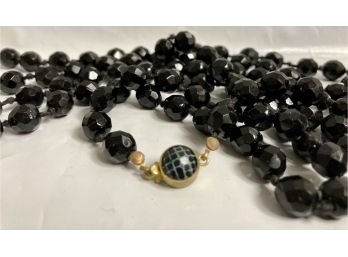 Vintage Black Bead Faceted Necklace
