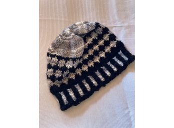 Black Grey And White Hand Knitted Hat