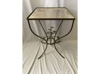 Iron Side Table With Mirrored Top
