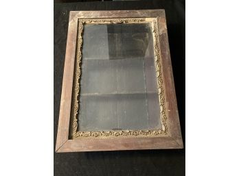 Wooden Shadow Box With Shelves And Gold Edging